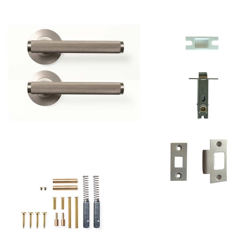 Momo Bellevue Knurled Lever Passage Set – Dull Brushed Nickel