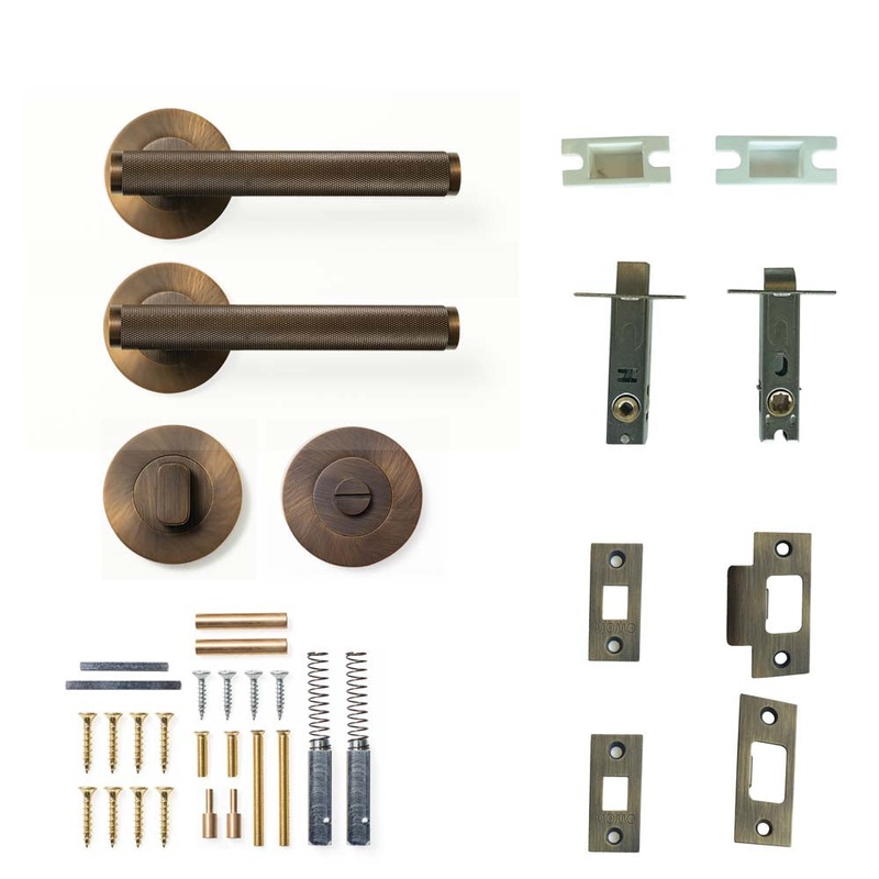 Momo Bellevue Knurled Lever Privacy Set – Bronze