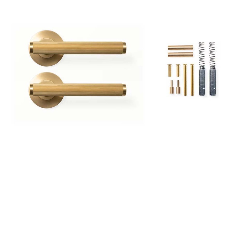 Momo Bellevue Lined Lever Handle Set Brushed Satin Brass