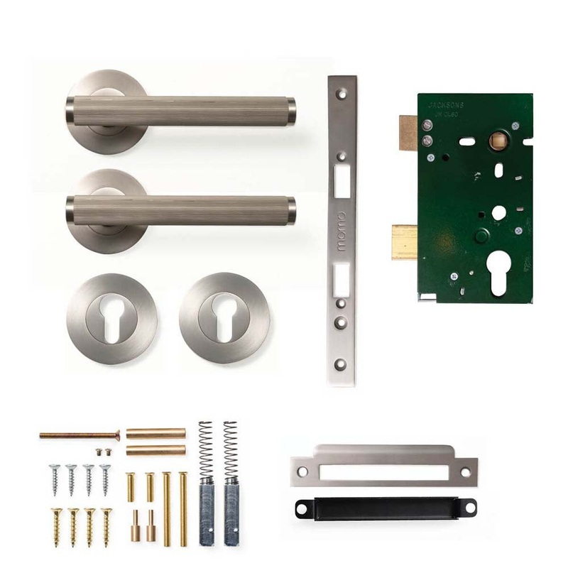 Momo Bellevue Lined Lever Mortice Entrance Set – Dull Brushed Nickel