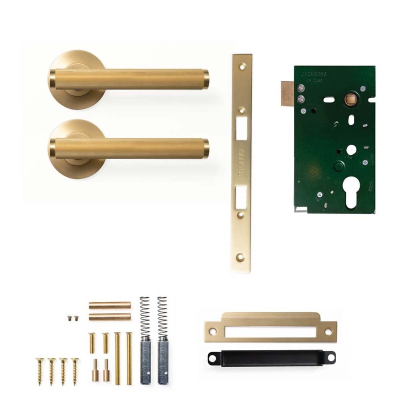 Momo Bellevue Lined Lever Mortice Passage Set – Brushed Satin Brass