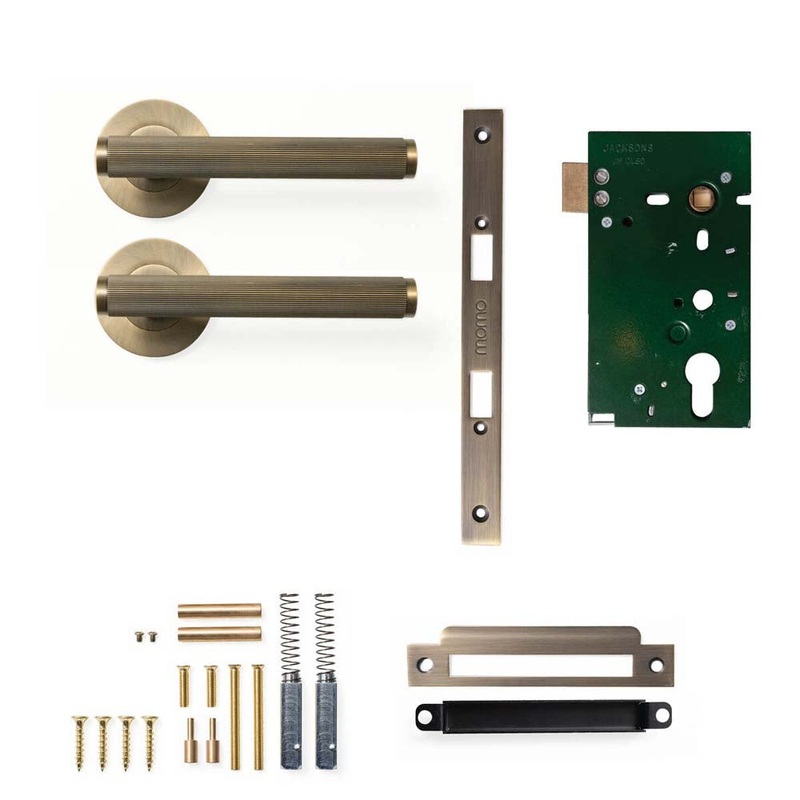 Momo Bellevue Lined Lever Mortice Passage Set – Dark Brushed Brass