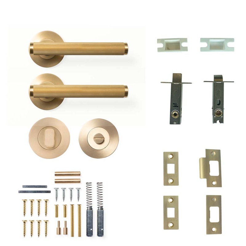 Momo Bellevue Lined Lever Privacy Set – Brushed Satin Brass