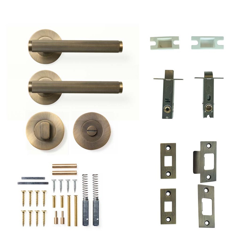 Momo Bellevue Lined Lever Privacy Set – Dark Brushed Brass