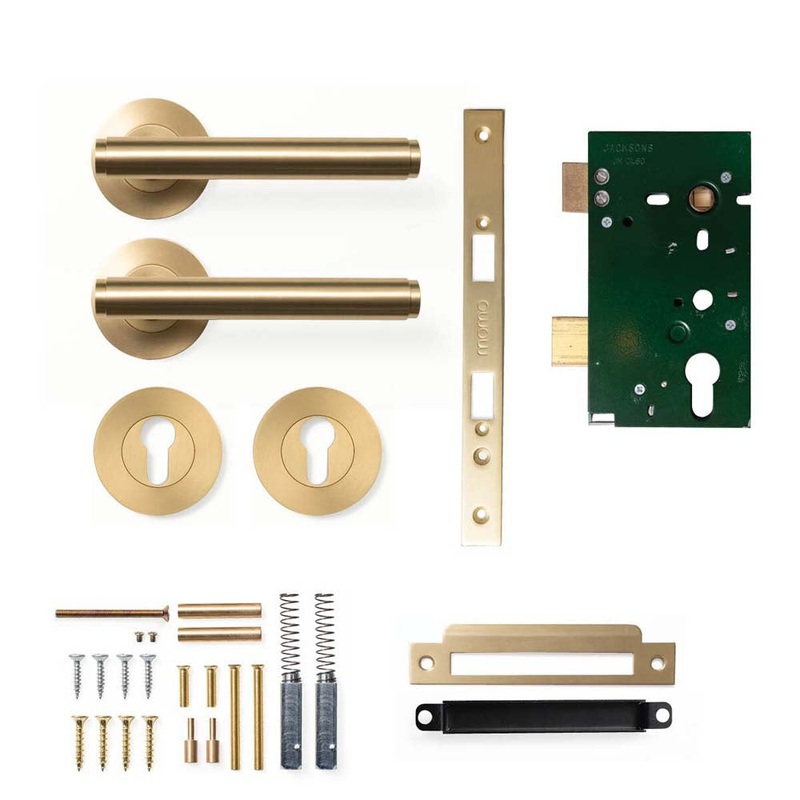 Momo Bellevue Plain Lever Mortice Entrance Set – Brushed Satin Brass