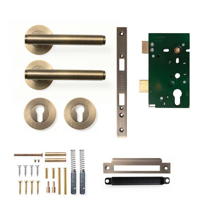 Momo Bellevue Plain Lever Mortice Entrance Set – Dark Brushed Brass