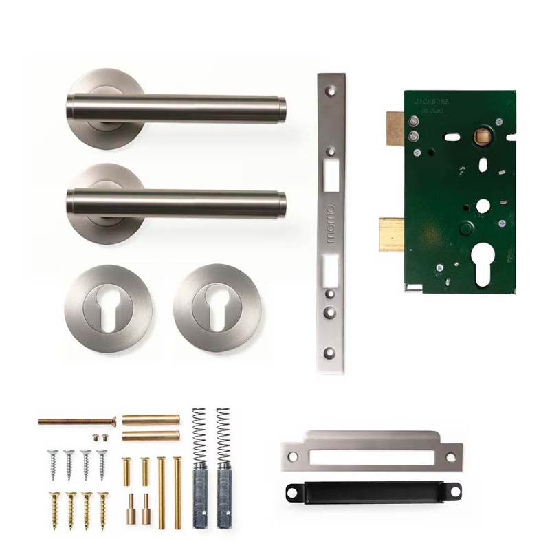 Momo Bellevue Plain Lever Mortice Entrance Set – Dull Brushed Nickel