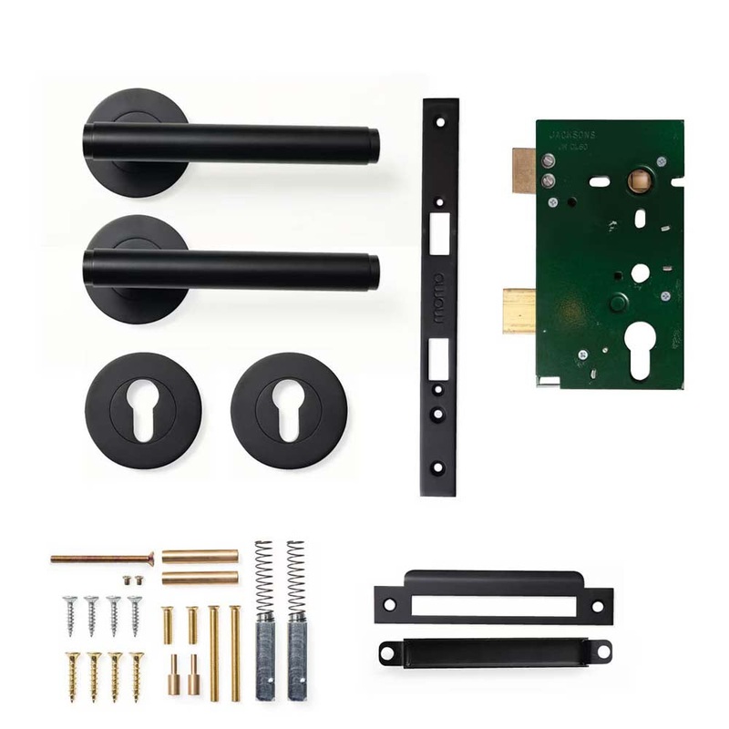 Momo Bellevue Plain Lever Mortice Entrance Set – Matt Black