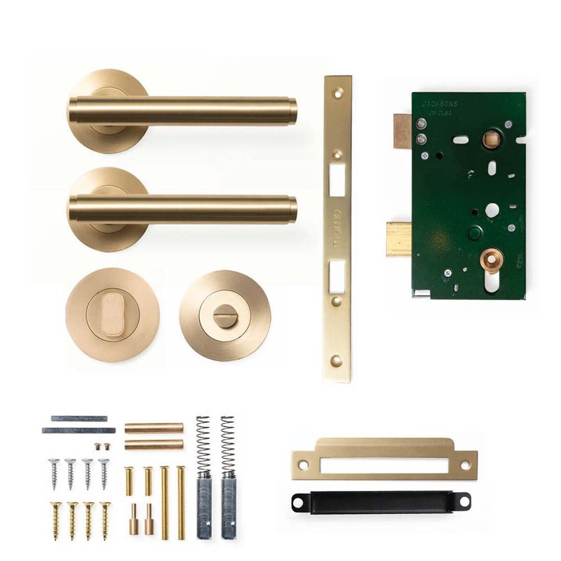 Momo Bellevue Plain Lever Mortice Privacy Set – Brushed Satin Brass