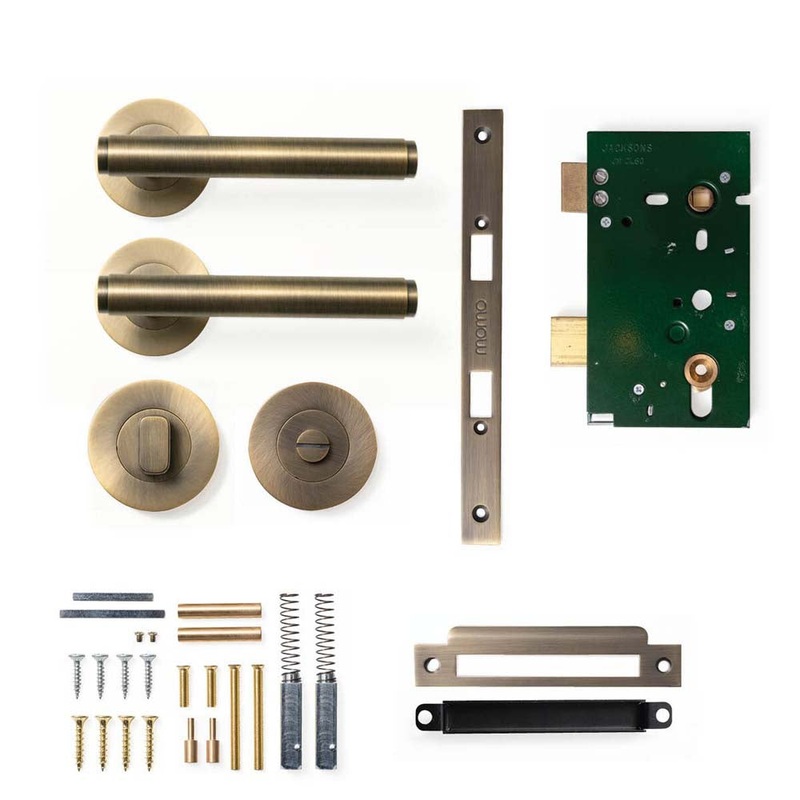 Momo Bellevue Plain Lever Mortice Privacy Set – Dark Brushed Brass