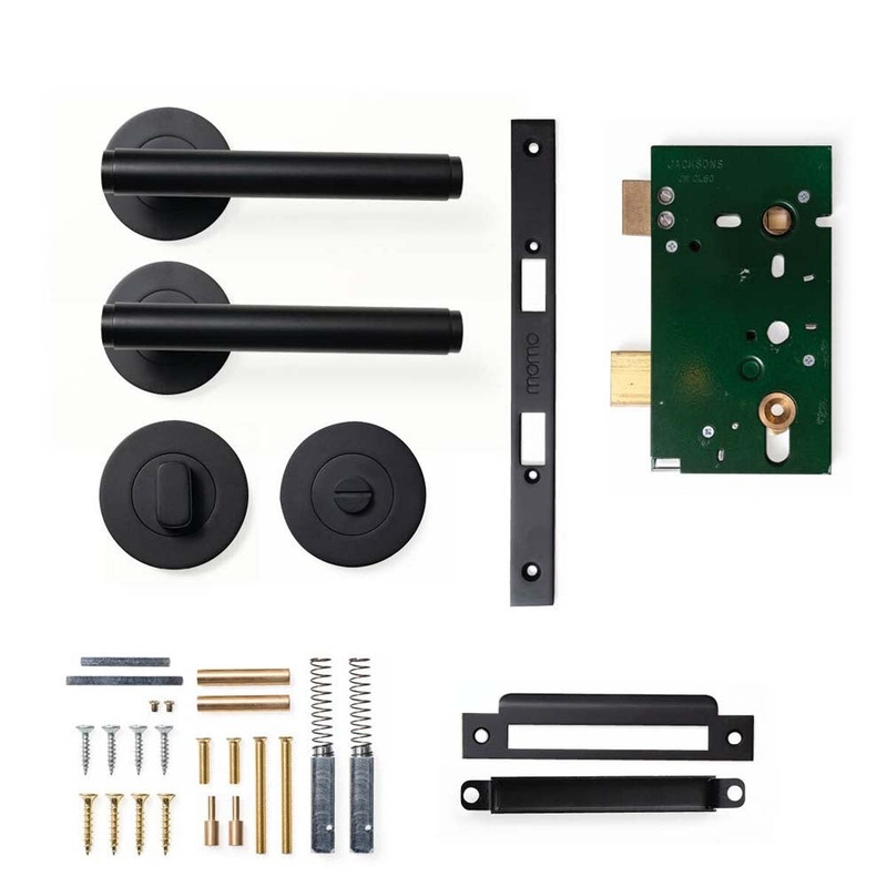 Momo Bellevue Plain Lever Mortice Privacy Set – Matt Black