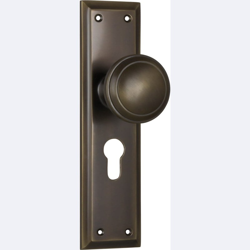 Door Knob Milton Euro Pair Antique Brass