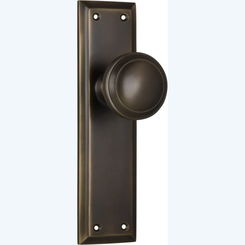 Door Knob Milton Latch Pair Antique Brass