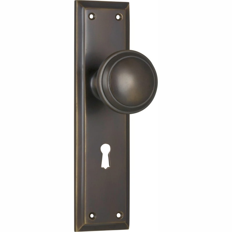 Door Knob Milton Lock Pair Antique Brass