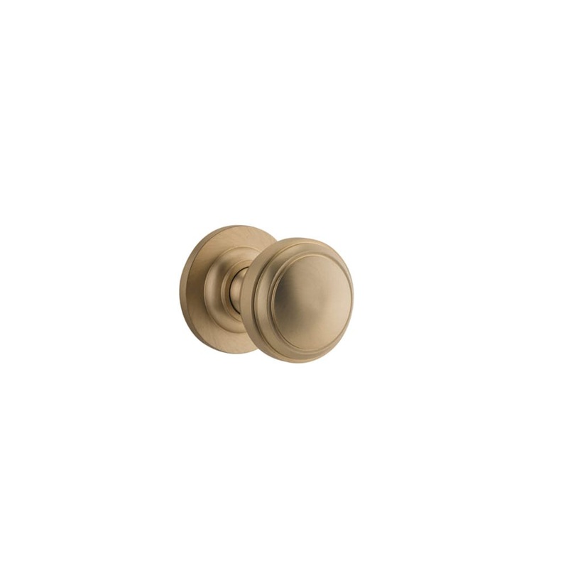 Door Knob Paddington Round Rose Concealed Fix Brushed Brass