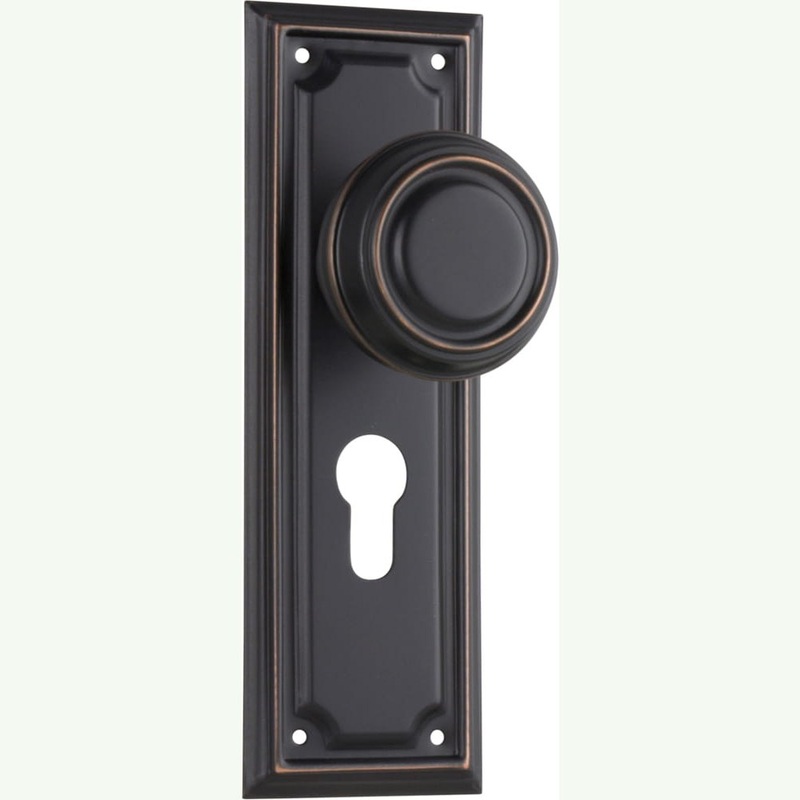 Door Knob Edwardian Euro Pair Antique Copper