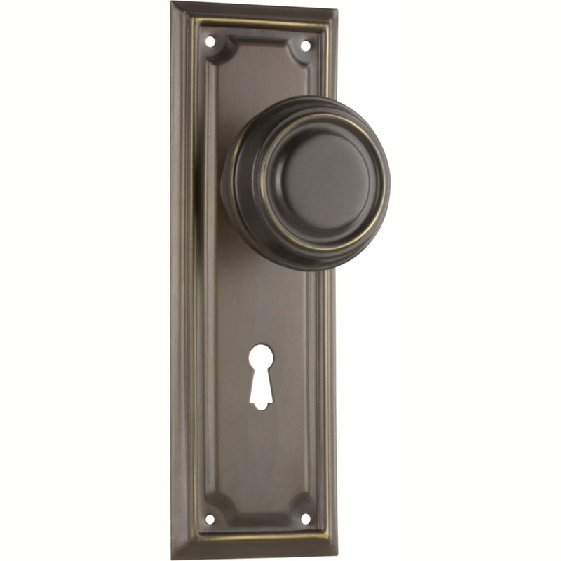 Door Knob Edwardian Lock Pair Antique Brass