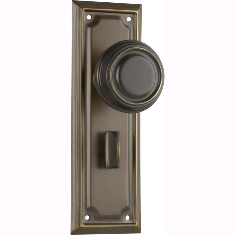 Door Knob Edwardian Privacy Pair Antique Brass