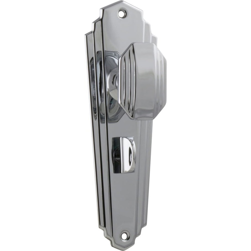 Door Knob Elwood Art Deco Privacy Pair Chrome Plated