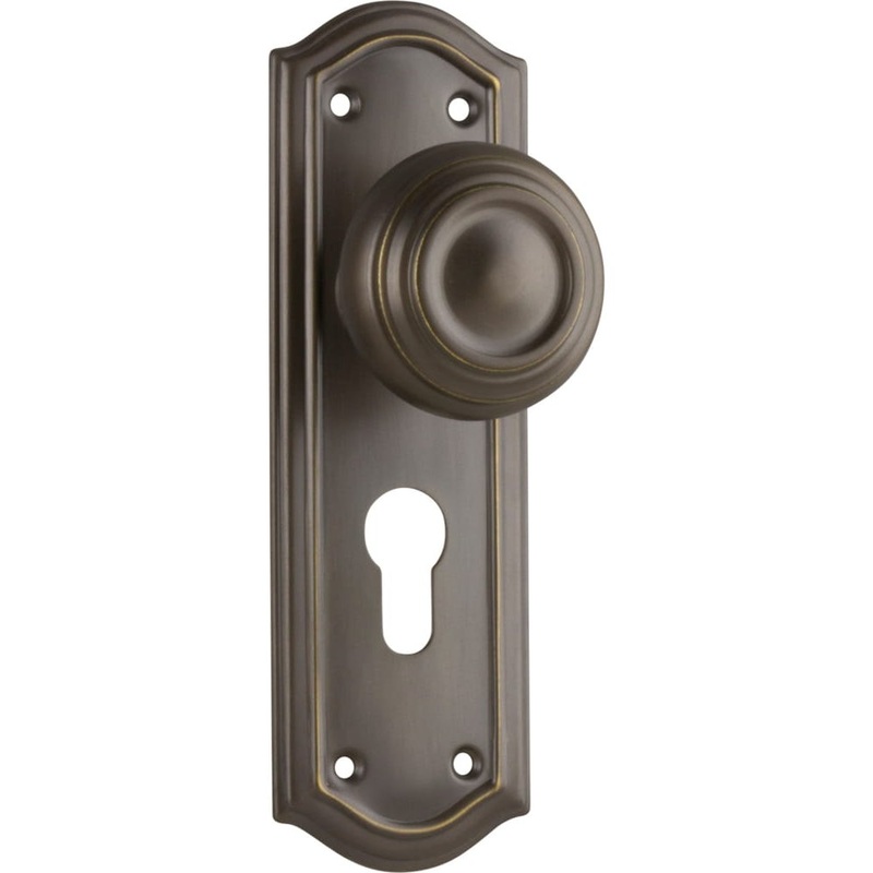 Door Knob Kensington Euro Pair Antique Brass