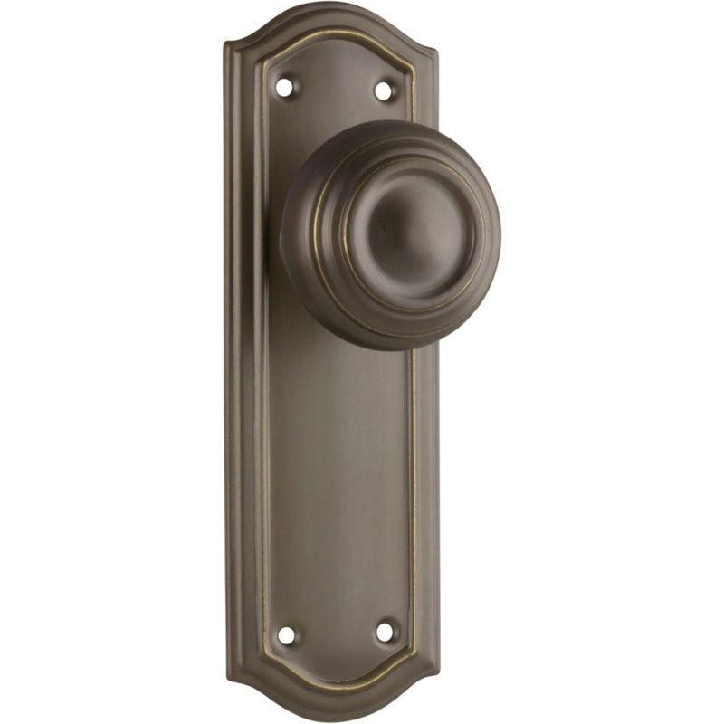 Door Knob Kensington Latch Pair Antique Brass