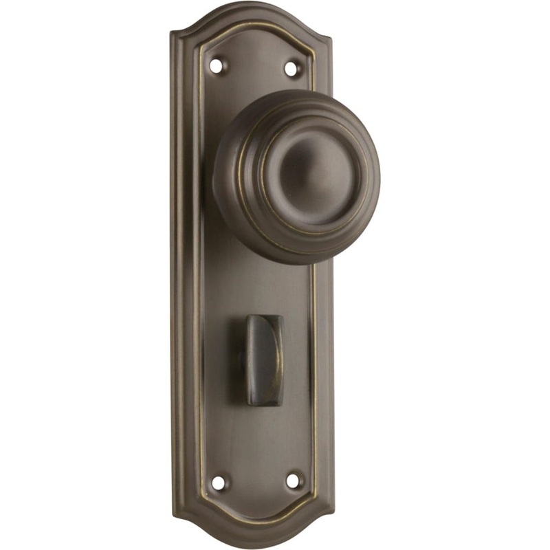 Door Knob Kensington Privacy Pair Antique Brass