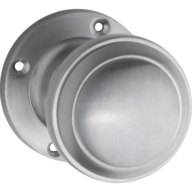 Door Knob Milton Round Rose Pair Satin Chrome