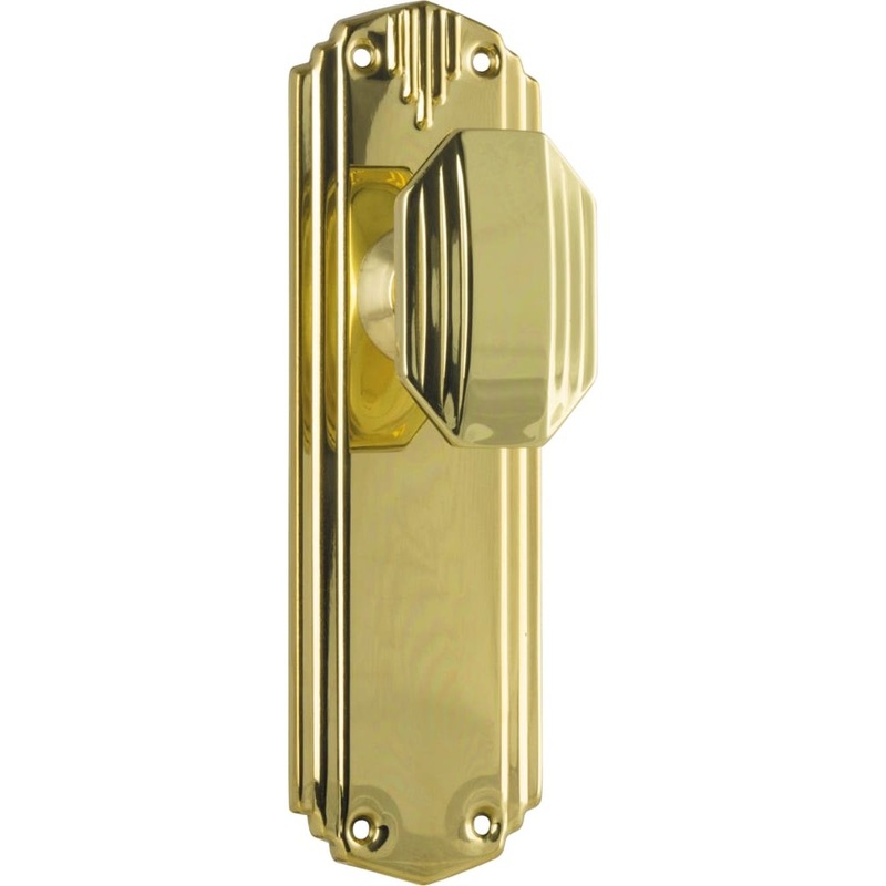 Door Knob Napier Art Deco Latch Pair Polished Brass