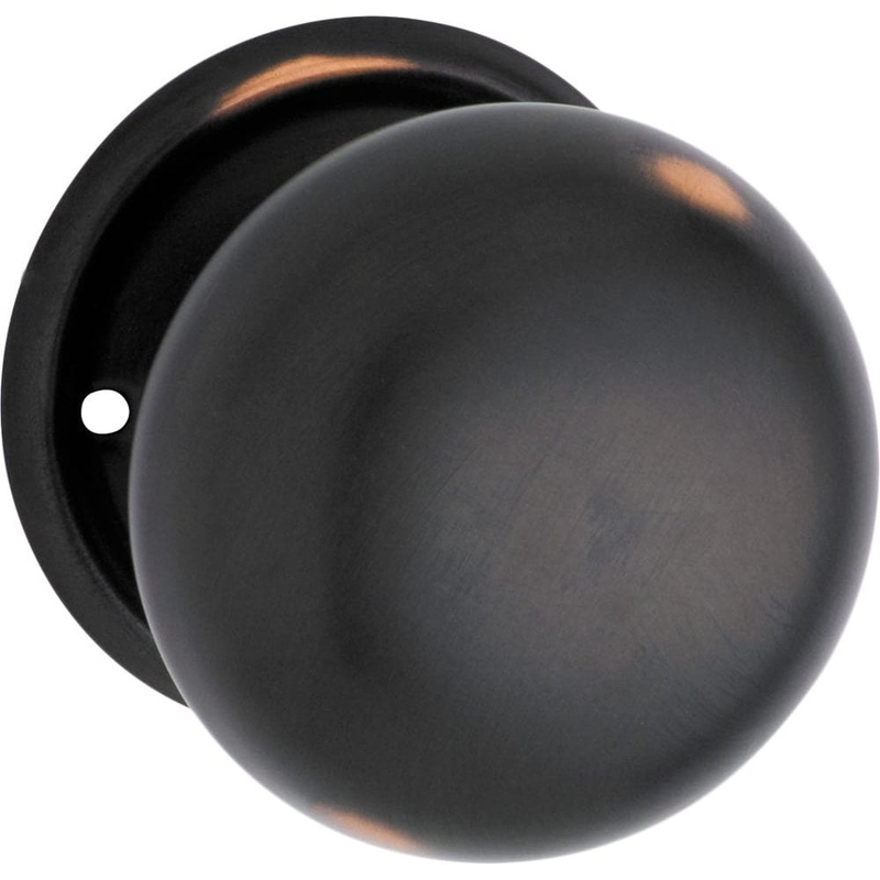 Door Knob Plain Round Rose Pair Antique Copper