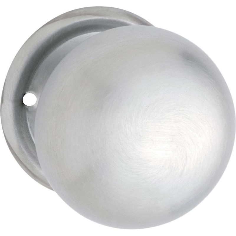 Door Knob Plain Round Rose Pair Satin Chrome
