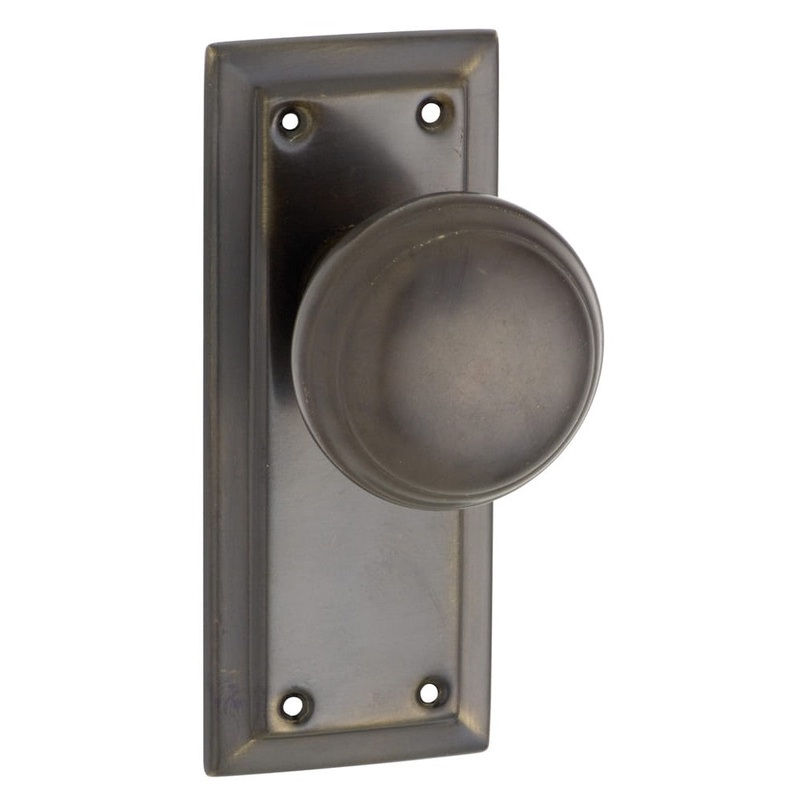 Door Knob Richmond Latch Pair Antique Brass