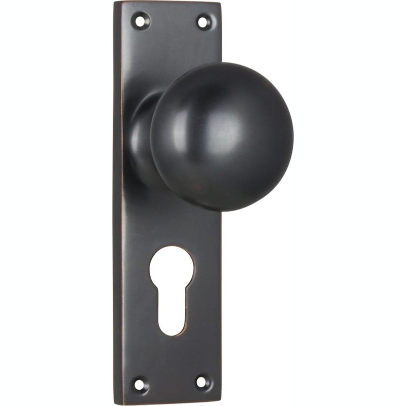 Door Knob Victorian Euro Pair Antique Copper