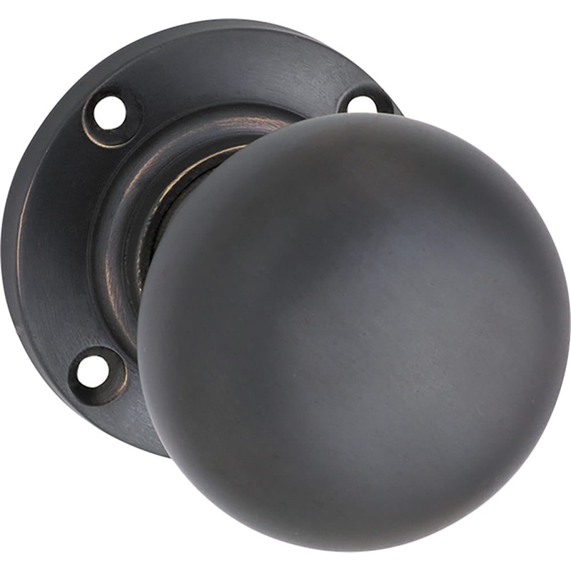 Door Knob Victorian Round Rose Pair Antique Copper