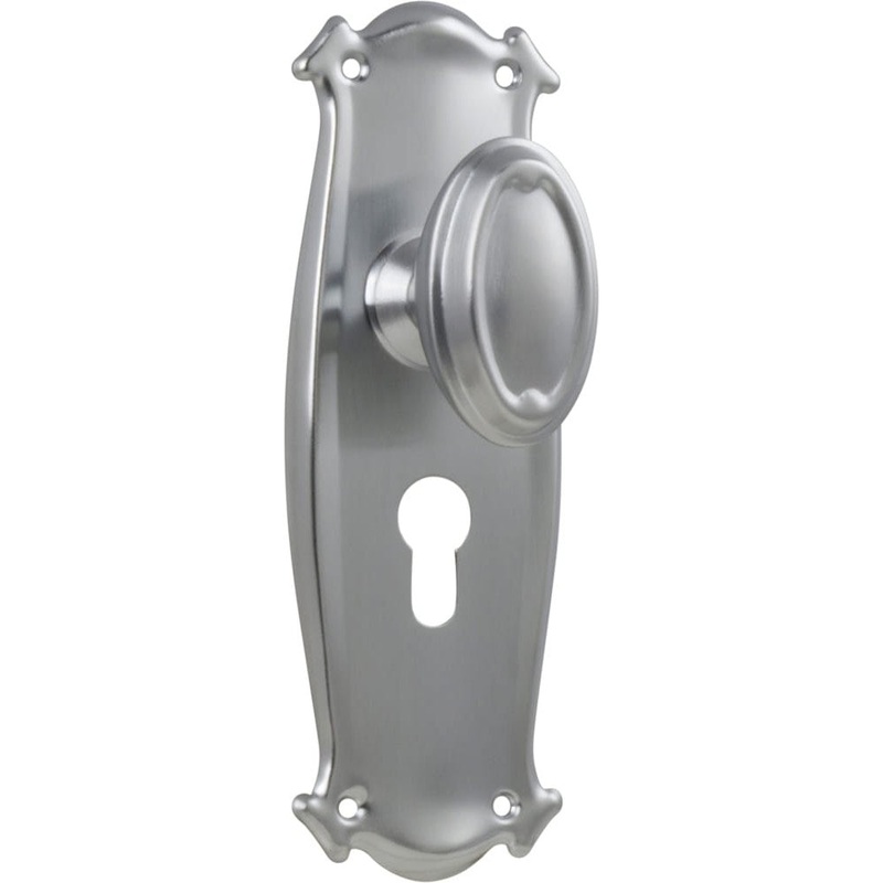 Door Knob Bungalow Euro Pair Satin Chrome