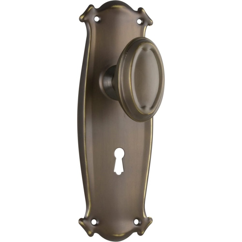 Door Knob Bungalow Lock Pair Antique Brass