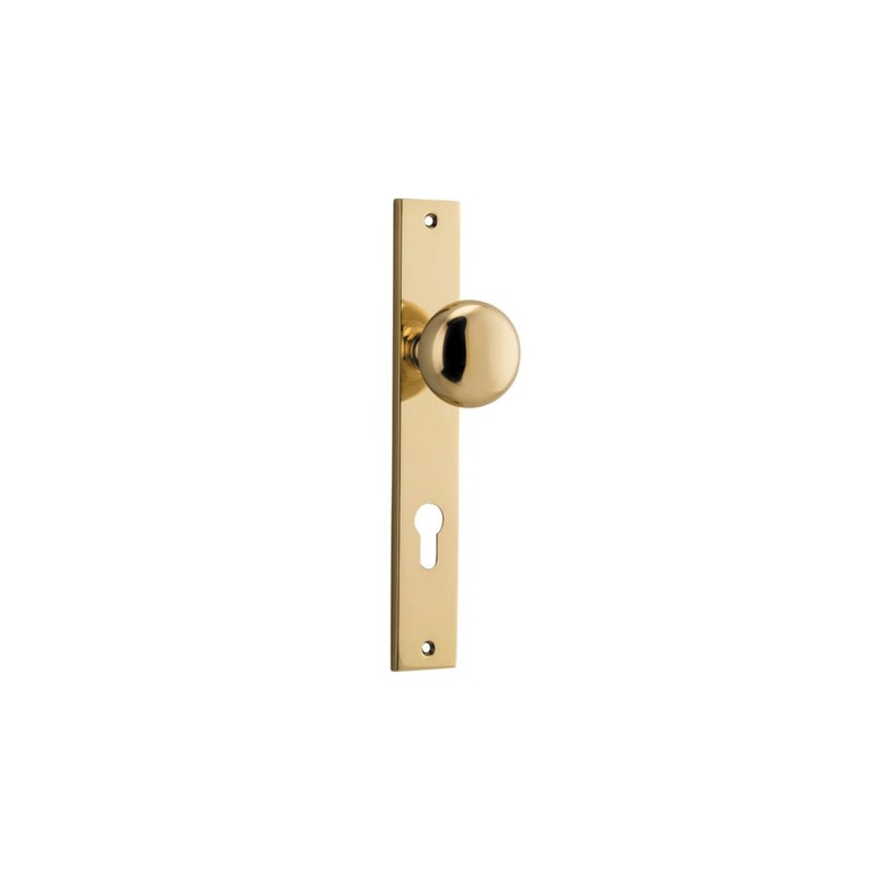 Door Knob Cambridge Rectangular Euro Polished Brass