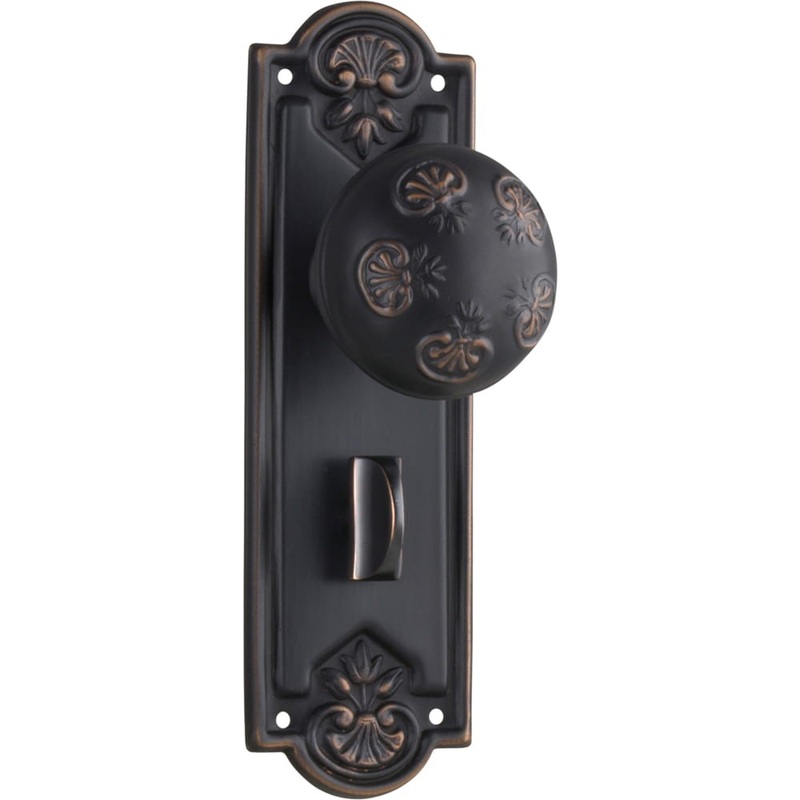 Door Knob Nouveau Privacy Pair Antique Copper