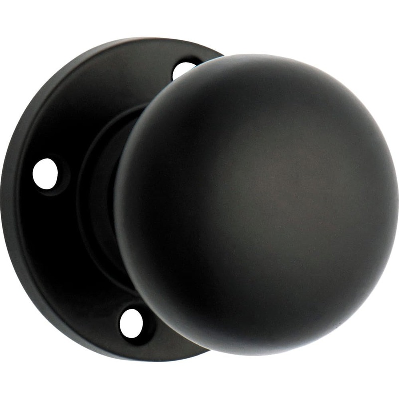 Door Knob Retro Fit Round Rose Pair Matt Black