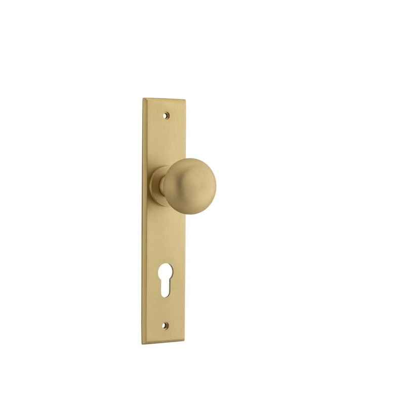 Door Knob Cambridge Chamfered Euro Brushed Brass