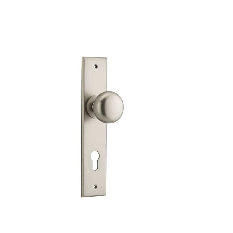 Door Knob Cambridge Chamfered Euro Satin Nickel