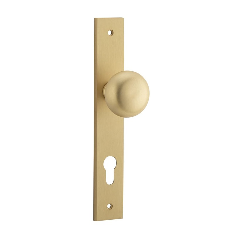 Door Knob Cambridge Rectangular Euro Brushed Brass