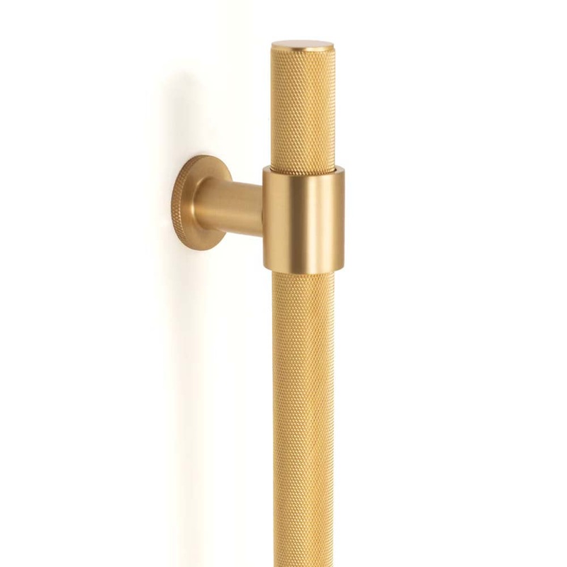 Momo Belgravia Knurled Entry Pull Handle Brushed Satin Brass