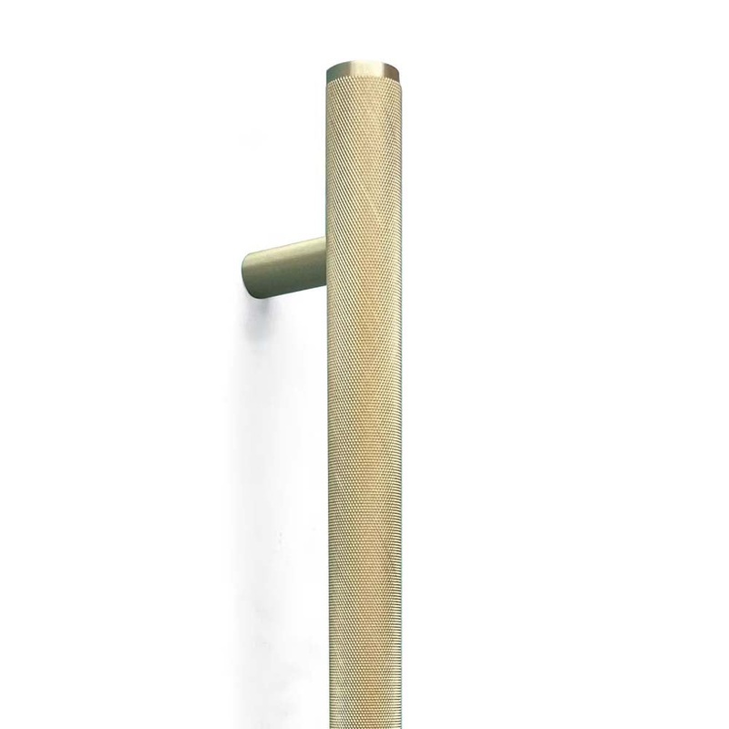 Momo Bellevue Knurled Entry Pull Handle Brushed Satin Brass