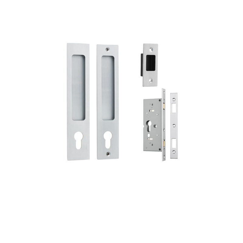 Sliding Door Pull Rectangular Euro Kit – Brushed Chrome