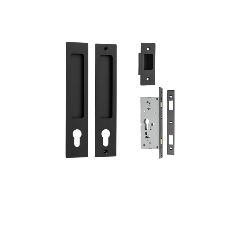 Sliding Door Pull Rectangular Euro Kit – Matt Black