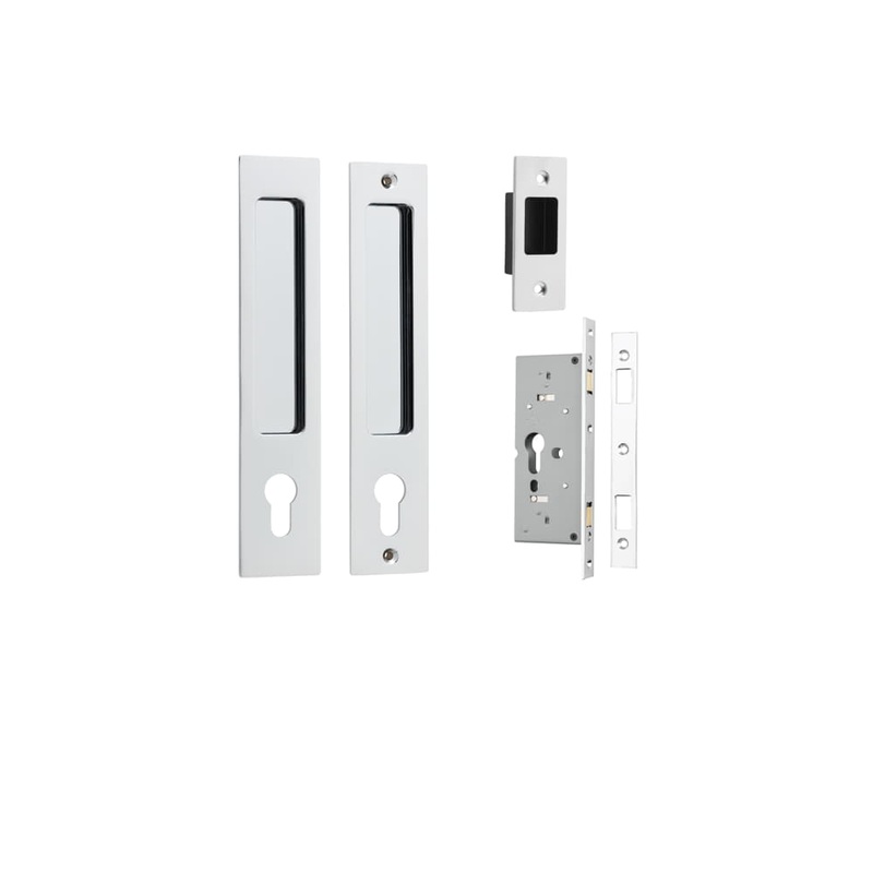Sliding Door Pull Rectangular Euro Kit – Polished Chrome