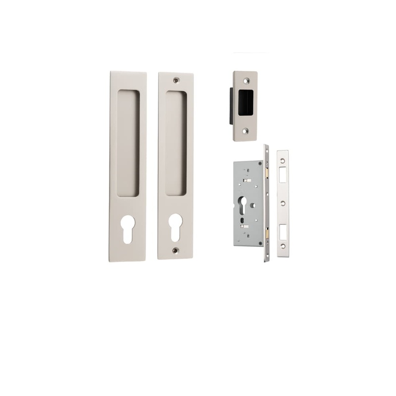 Sliding Door Pull Rectangular Euro Kit – Satin Nickel