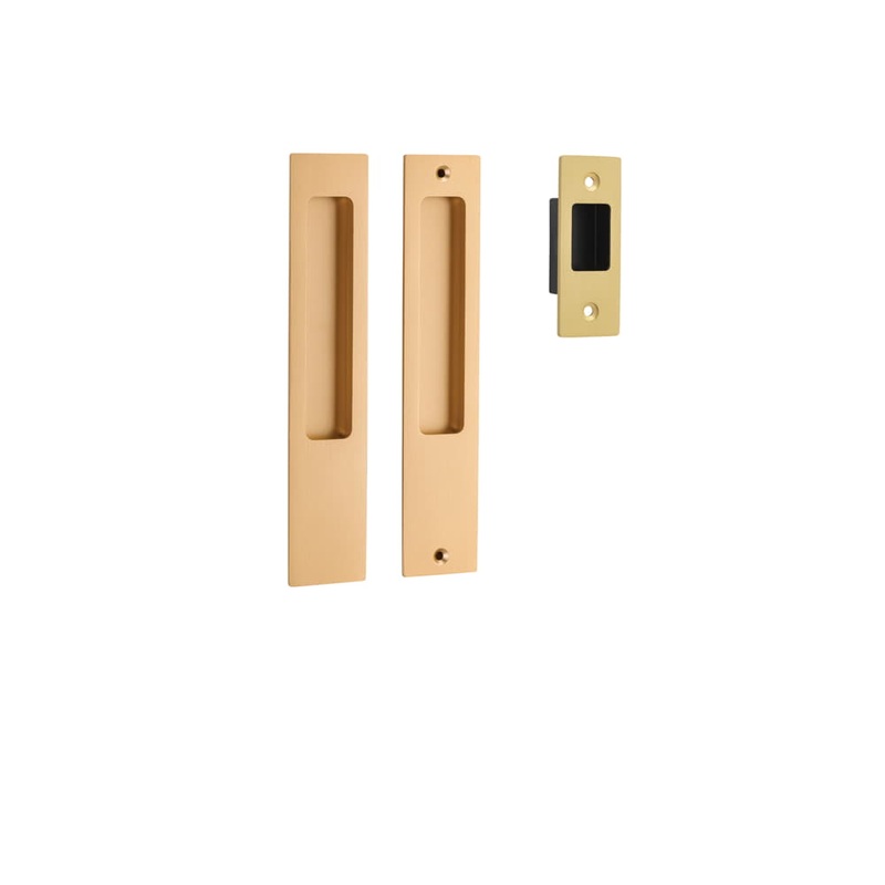 Sliding Door Pull Rectangular Pair Brushed Brass
