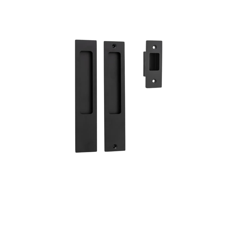 Sliding Door Pull Rectangular Pair Matt Black