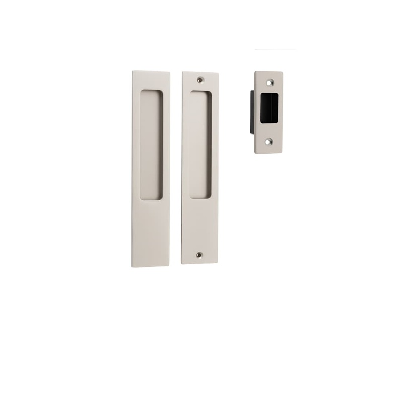 Sliding Door Pull Rectangular Pair Satin Nickel